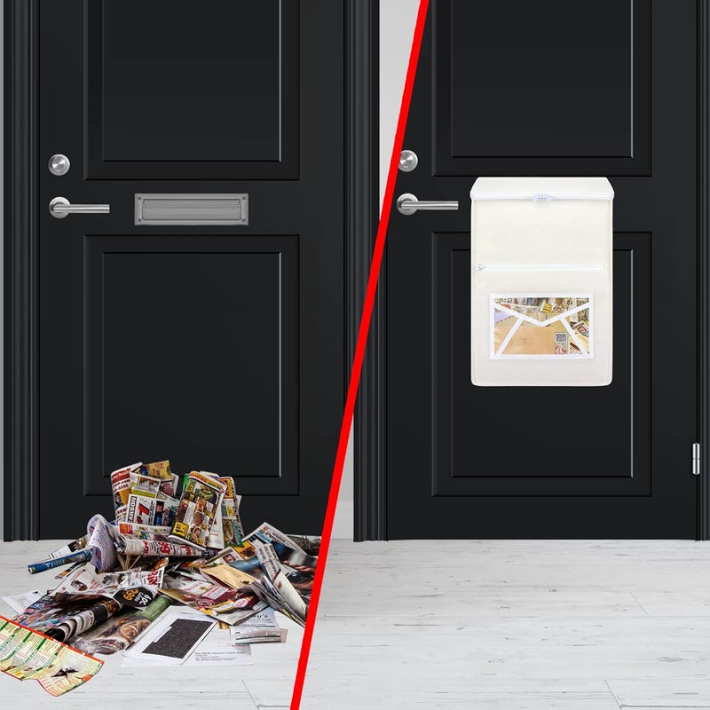 Annmore Mail Slot Catcher Bag, Indoor White Mail Catcher Felt Cloth Made, High Capacity Mail Slot Cover, Space Saving, Self-Adhesive, No Screws Needed, Practical Home Accessories - Image 4